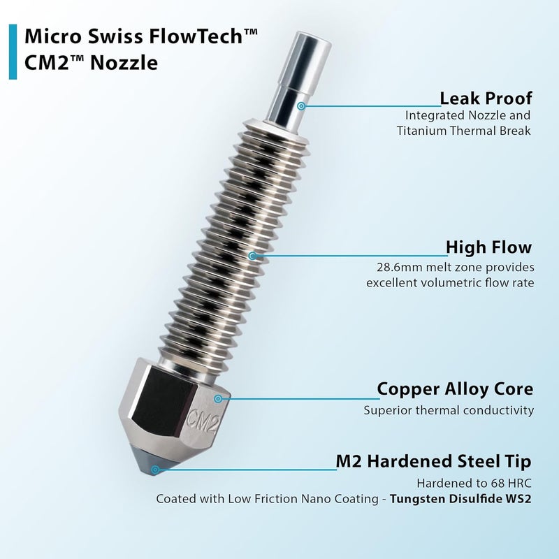 Micro-Swiss FlowTech - CM2 Nozzle - Copper Body, M2 Hardened High Speed Steel Tip, Long Life, Wear Resistant, Made in USA (.4mm) - Image 1
